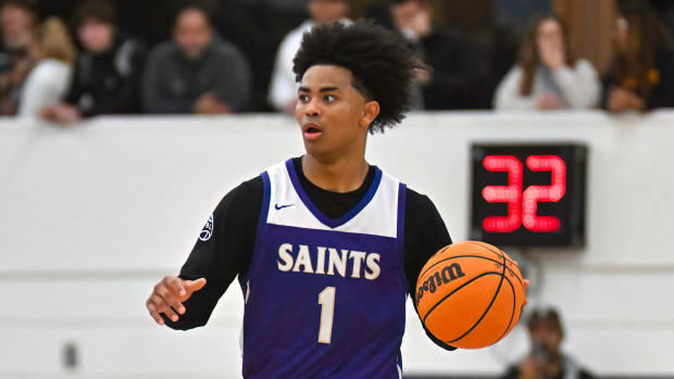 St. Augustine's Lolo Rudolph brings the ball up the court in December's Torrey Pines Holiday Classic